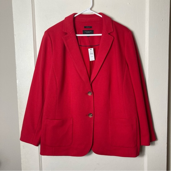 Talbots aberdeen red textured fabric blazer women's plus 20 petite NWT - Picture 2 of 8